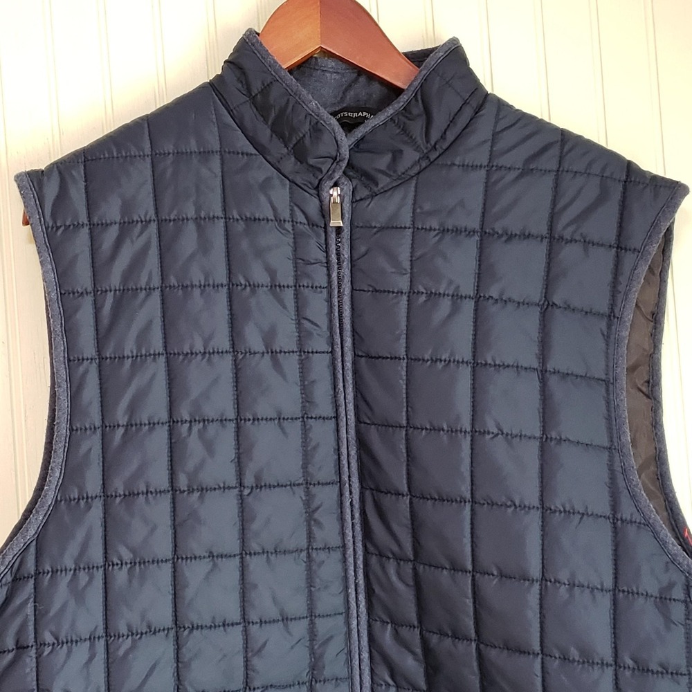 Tricots St Raphael Vest‎ Mens XL Blue Quilted Full Zip Padded Lined Microfiber